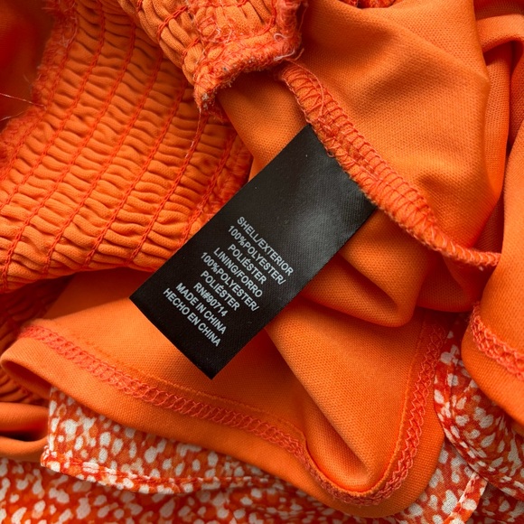 Sam & Jess Orange Floral Smocked Waist Peplum Blouse XL Boho Balloon Sleeve - Picture 9 of 10